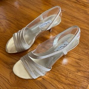 Nina gold shimmer strappy heels